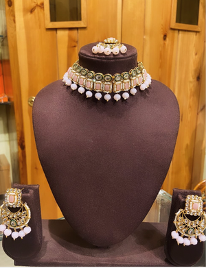 SOFT PINK KUNDAN CHOKER SET