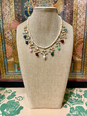 NAVRATANA BEADS KUNDAN PEARL NECKLACE