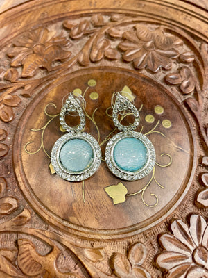 SKY BLUE AMERICAN DIAMOND (AD) STUD EARRINGS