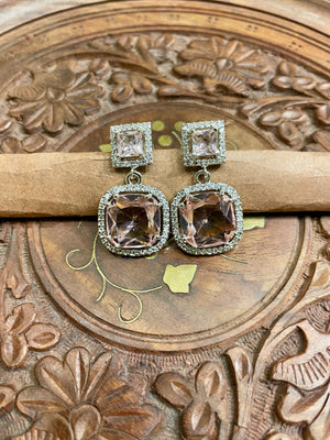 SOFT PINK AMERICAN DIAMOND (AD) STUD EARRINGS