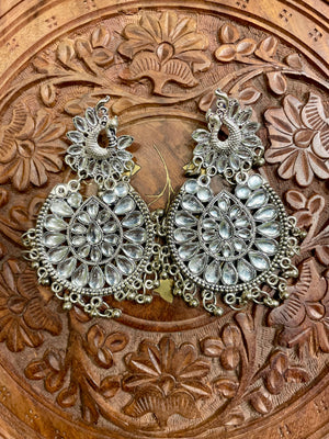 OXIDISED SILVER DESIGNER TRADITIONAL EARRINGS
