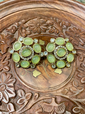 MINT GREEN ROUND MONALISA STONE STUD EARRINGS