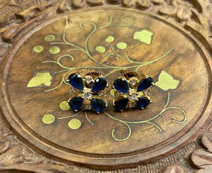 DARK BLUE CALCUTTA AMERICAN DIAMOND (AD) STUD EARRINGS