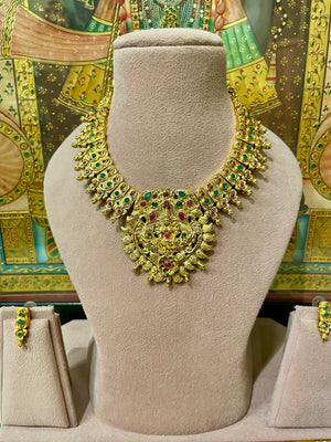 VINTAGE SOUTH INDIAN TEMPLE NECKLACE SET