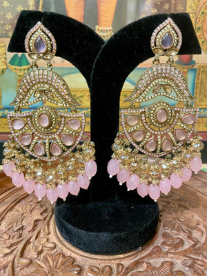 PINK CHANDBALI DESIGNER TRADITIONAL EARRINGS
