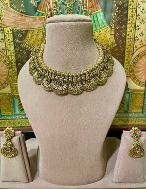 TRADITIONAL SOUTH INDIAN FLORAL DESIGNER NECKLACE SET