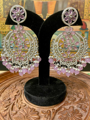 LAVENDER TRADITIONAL CHANDBALI DESIGNER EARRINGS