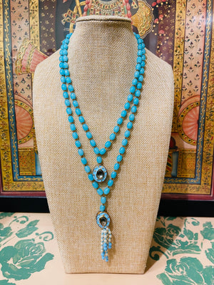 TURQUOISE KUNDAN PENDANT STRING NECKLACE