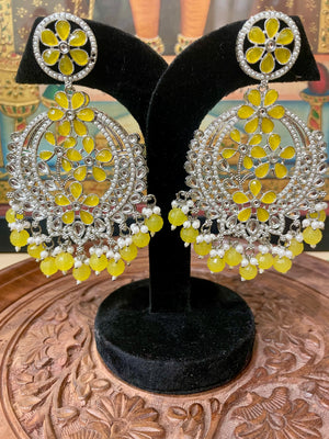 YELLOW TRADITIONAL CHANDBALI DESIGNER EARRINGS