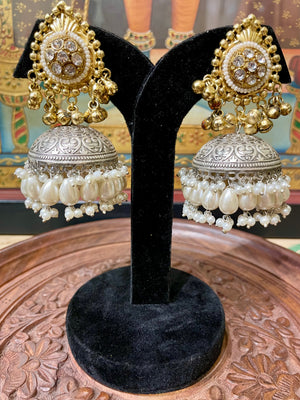 AMRAPALI DESIGN TRIBAL DOUBLE TONED JHUMKI EARRINGS