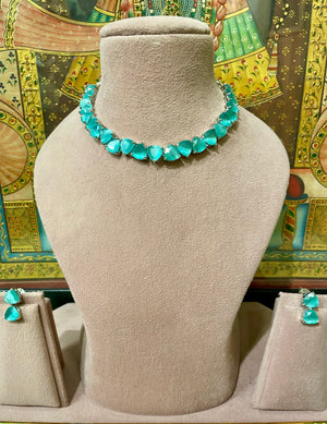 SKY BLUE MONALISA STONE DELICATE NECKLACE SET