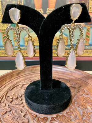 SOFT PINK AMERICAN DIAMOND (AD) DANGLER EARRINGS