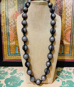 SHELL PEARL BLACK LACE DESIGNER STRING NECKLACE