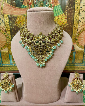 TRADITIONAL MINT GREEN SOUTH INDIAN DESIGNER BRIDAL SET