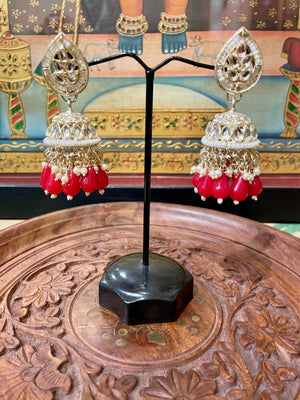 RED TRADITIONAL JHUMKI EARRINGS