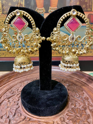 AMRAPALI DESIGN TRIBAL PINK DANGLER EARRINGS
