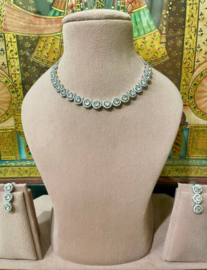 AMERICAN DIAMOND (AD) SLEEK NECKLACE SET
