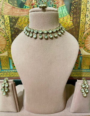 GOLD PLATED KUNDAN DESIGNER NECKLACE SET