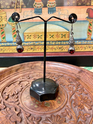PURE SILVER GARNET STONE DANGLER EARRINGS