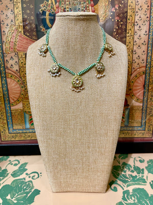 MEENA KUNDAN DROPS PEARL NECKLACE