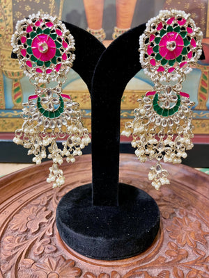 MEENAKARI KUNDAN PEARL DANGLER EARRINGS