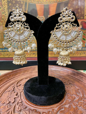 COPPER TONED POLKI DESIGNER JHUMKI EARRINGS