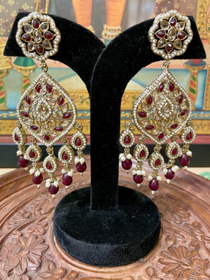MAROON DESIGNER ETHNIC DANGLER EARRINGS