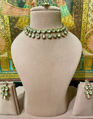 SOFT PINK KUNDAN GOLD PLATED DESIGNER NECKLACE SET