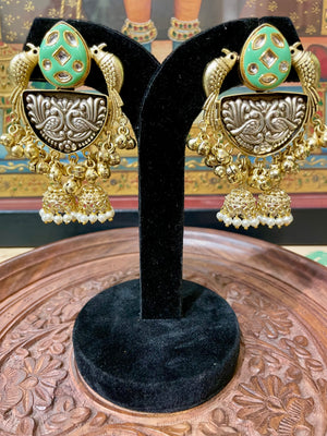 AMRAPALI DESIGN TRIBAL PEACOCK DANGLER EARRINGS