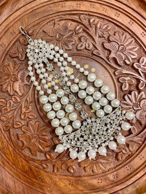 SILVER TONED PEARL BRIDAL PASSA