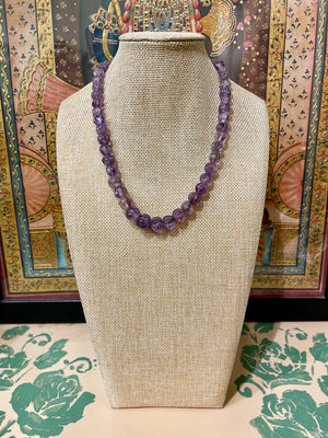 AFRICAN AMETHYST SEMI PRECIOUS STONE STRING NECKLACE