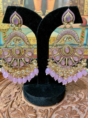 LAVENDER CHANDBALI DESIGNER TRADITIONAL EARRINGS
