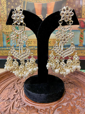POLKI DESIGNER IVORY WHITE DANGLER EARRINGS