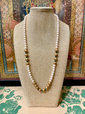 PEARL & GOLD SPACERS DESIGNER STRING NECKLACE