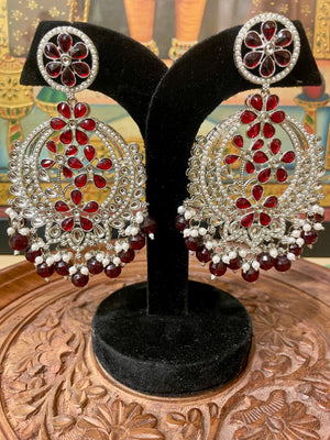 DARK MAROON TRADITIONAL CHANDBALI DESIGNER EARRINGS