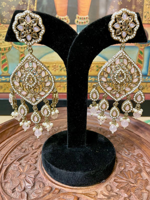 SOFT PINK DESIGNER ETHNIC DANGLER EARRINGS