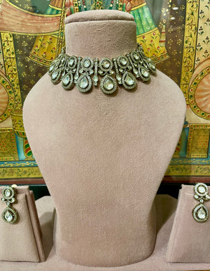 TYAANI KUNDAN MOISSANITE DESIGNER CHOKER NECKLACE SET