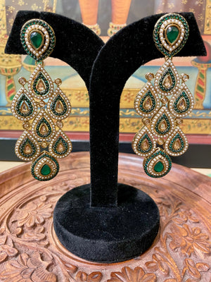 GREEN DROP JADAI PEARL DANGLER DESIGNER EARRINGS