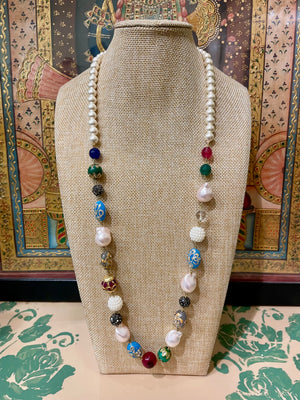DESIGNER LONG SEMI PRECIOUS STONES NECKLACE