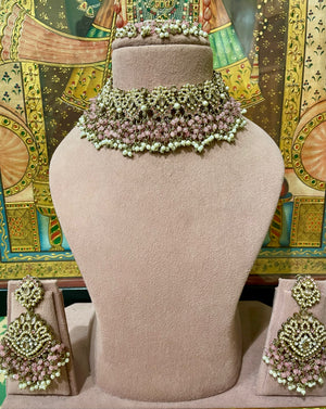 SOFT PINK JADAI PEARL BRIDAL NECKLACE SET