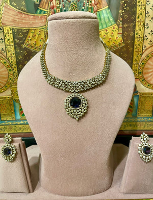 VICTORIAN AMERICAN DIAMOND (AD) AMETHYST NECKLACE SET