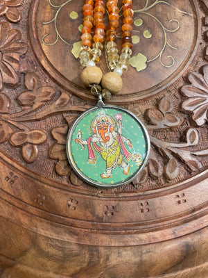 HANDPAINTED LORD GANESH SEMI PRECIOUS NECKLACE