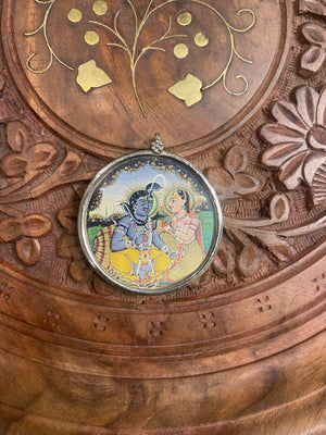 HANDPAINTED RADHE KRISHNA PENDANT