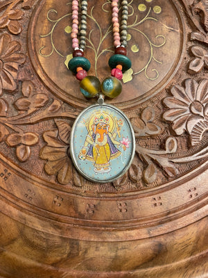 HANDPAINTED LORD GANESH SEMI PRECIOUS NECKLACE